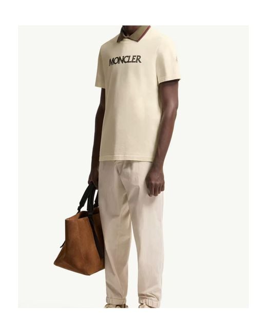 Moncler Natural Logo Velvet Detail T-Shirt for men