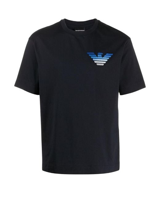Emporio Armani Black Embroidered Logo T-Shirt for men