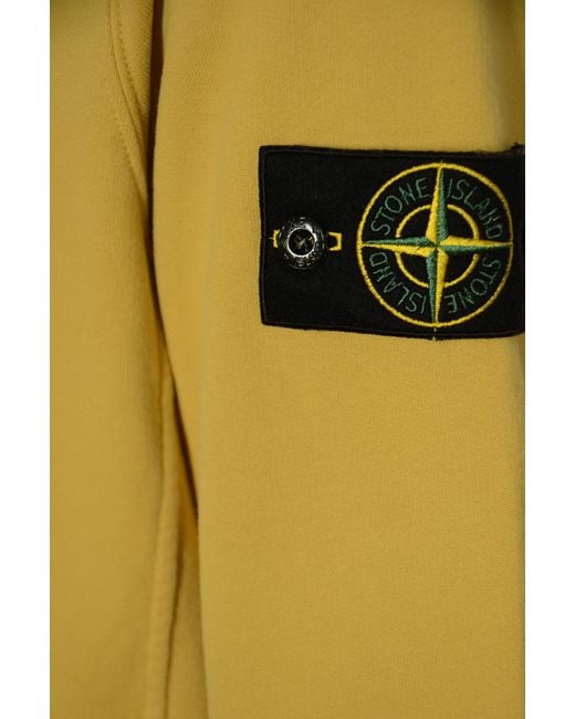 Stone Island Yellow Compass Patch Drawstring Hoodie for men