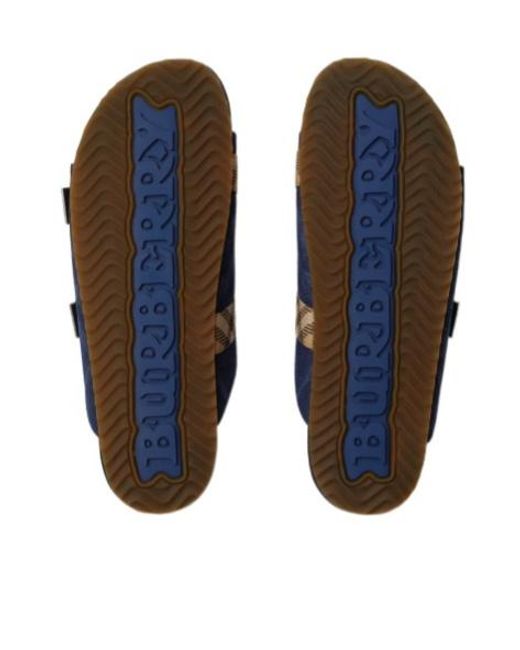 Burberry Blue Double Check-Strap Urchin Slides for men