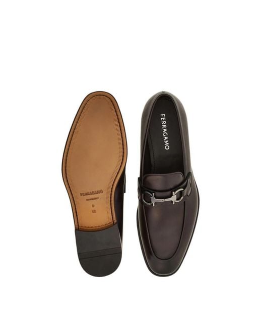 Ferragamo Black Loafer With Gancini Buckle for men