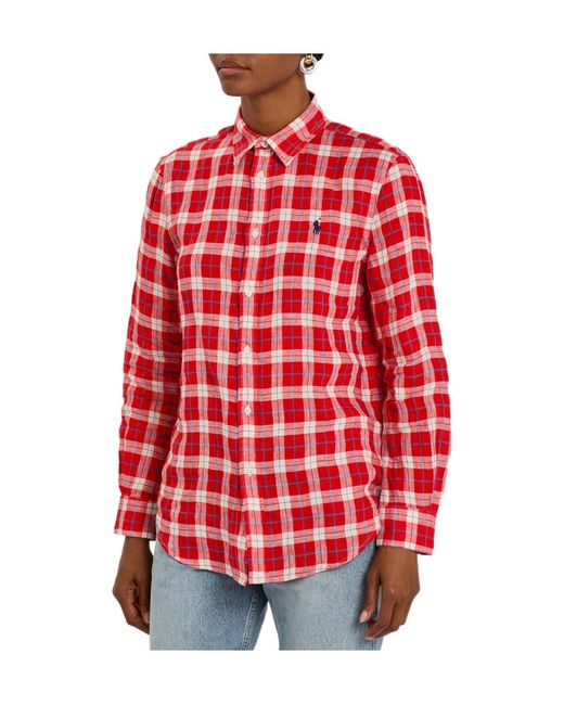 Polo Ralph Lauren Red Plaid Linen Shirt