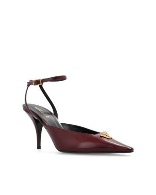 Versace Brown 'S Medusa Décolleté Slingback Pumps