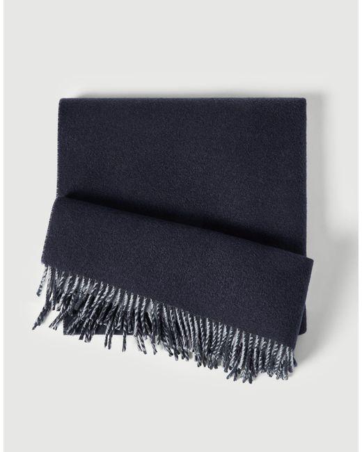 Brunello Cucinelli Blue Wool And Cashmere Knit Scarf for men