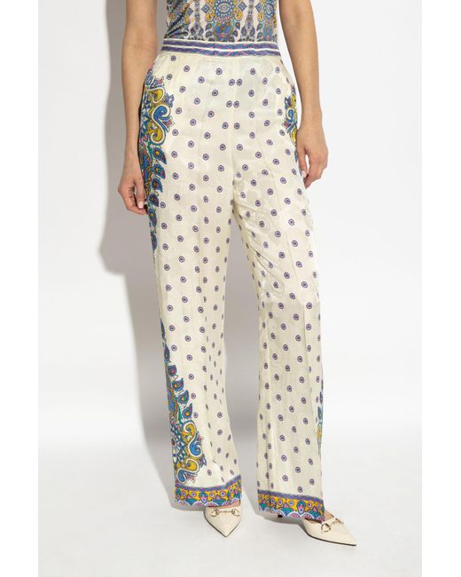 Etro White Dotted Straight Leg Trousers
