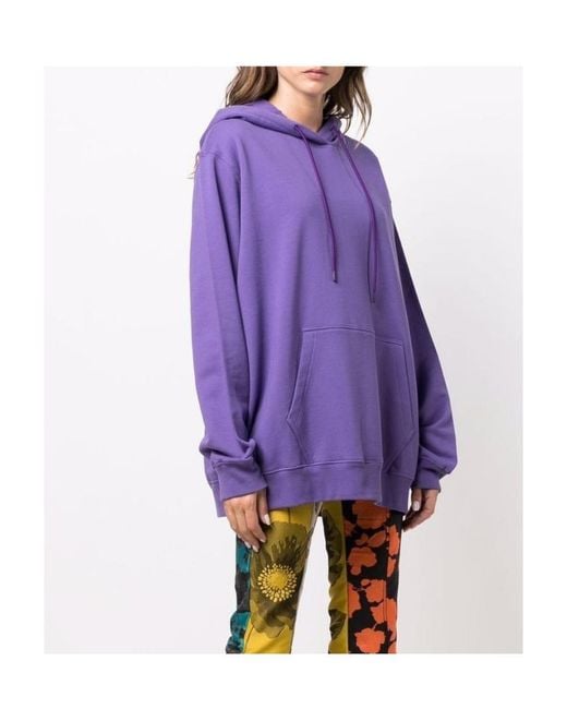 MSGM Purple Drawstring Cotton Hoodie