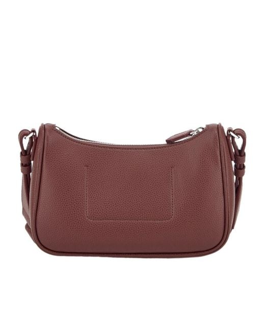 Emporio Armani Purple Pebbled Shoulder Bag With A Zip Closure And Adjustable Strap
