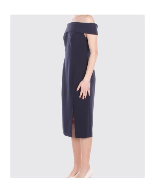 Ralph Lauren Blue Lauren Off-Shoulder Slit-Detailed Dress