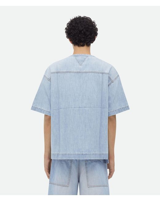 Bottega Veneta Blue Light Bleached Denim T-Shirt for men