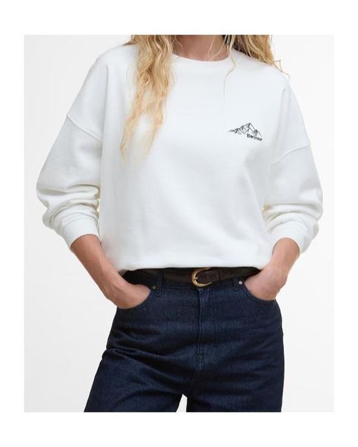 Barbour White Crew Neck Sweatshirt