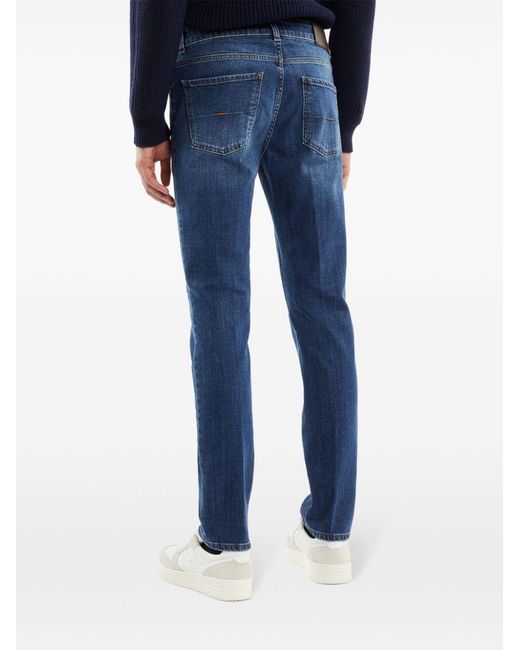 Fay Blue Five-Pocket Design Slim-Cut Jeans for men