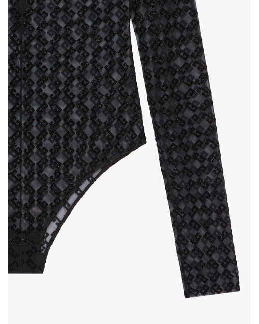 Givenchy Black Monogrammed Sheer Long-Sleeve Top