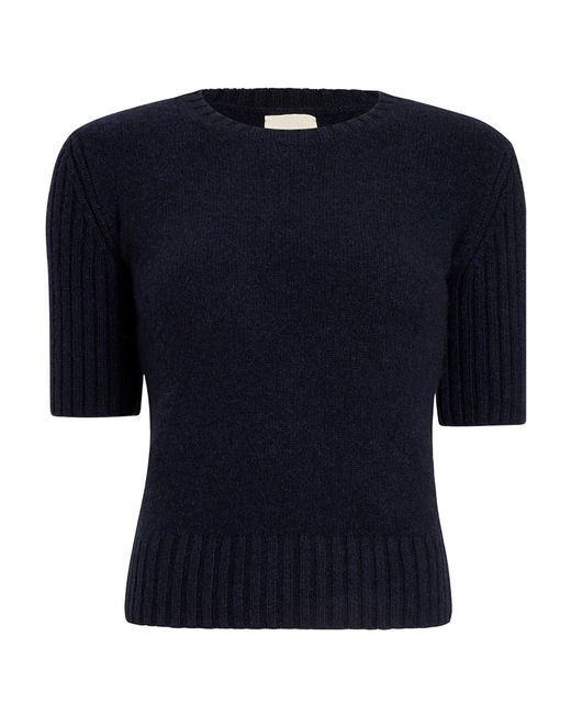 Khaite Blue Mia Short-Sleeved Jumper
