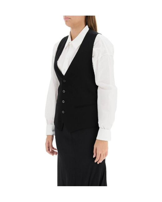 Ann Demeulemeester Black Breasted Sleeveless Suit Jacket