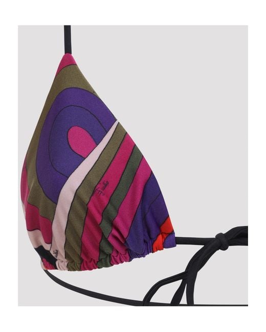 Emilio Pucci Purple Pucci Iride Print Triangle Bikini Top