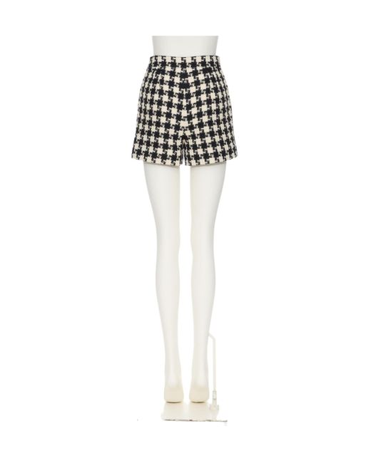 Valentino White Damier Light High-Waisted Shorts