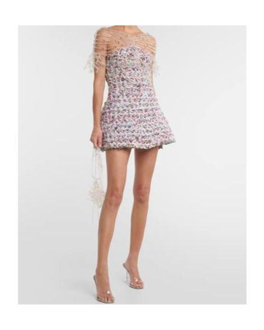 SUSAN FANG Multicolor Beaded Crochet Minidress