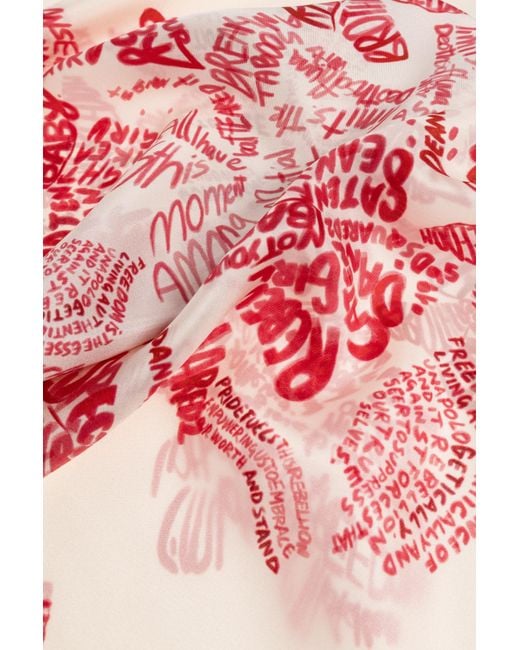 DSquared² Pink Floral-Print Silk Scarf