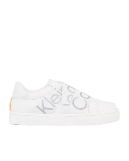 Calvin Klein White Lace-Up Low-Cut Sneakers
