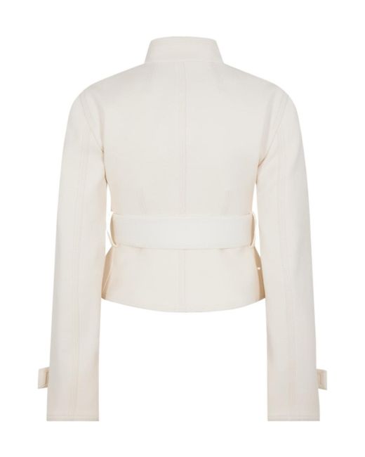 Burberry White Stretch Cotton Blend Tailored Jacket