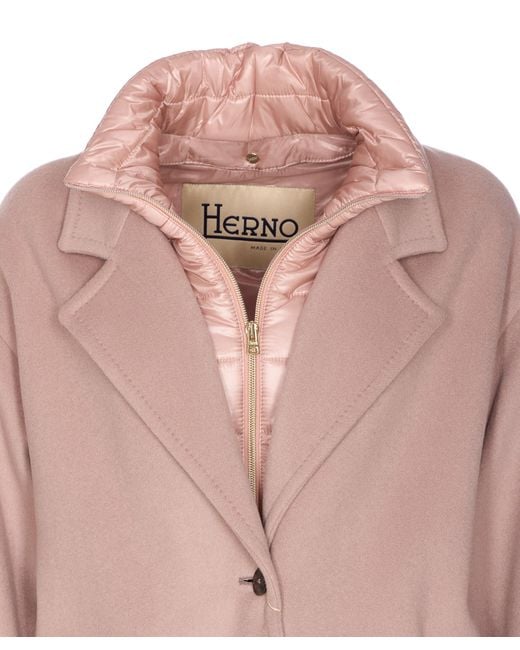 Herno Pink Single Breasted Padded Coat