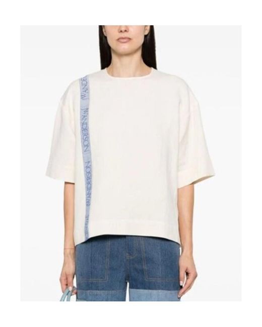 J.W. Anderson White Jw Anderson Logo-Printed Crewneck T-Shirt