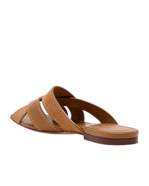 Tod's Brown Square Toe Leather Sandals