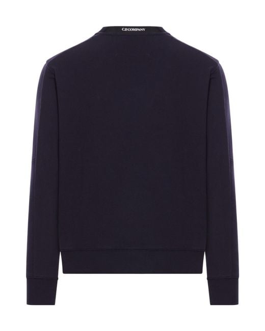C P Company Blue Logo Detail Fleeced Sweatshirt for men