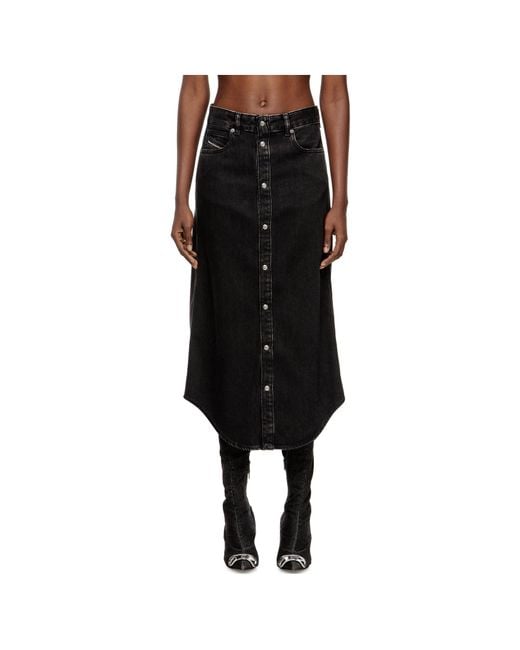 DIESEL Blue De-Ard-Long Button Midi Skirt