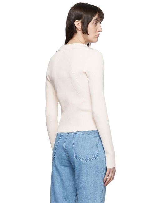 Rag & Bone White Ribbed Knitted Cardigan