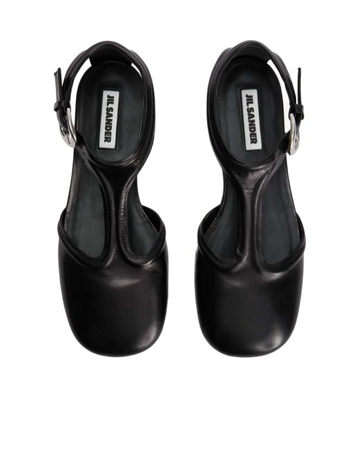 Jil Sander Black Ankle Strap Sandals