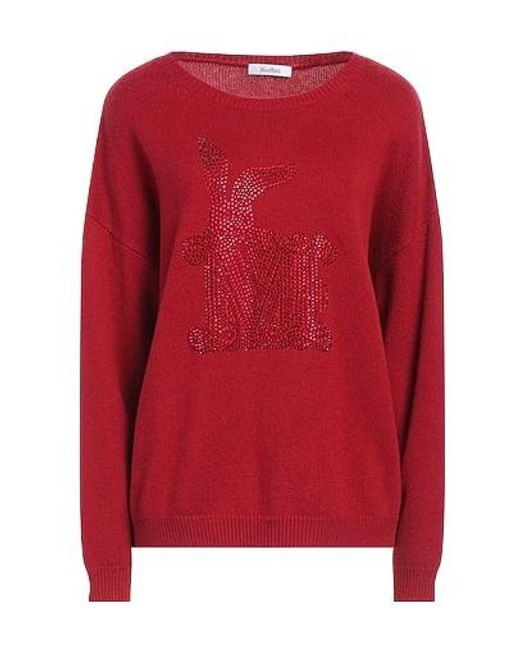 Max Mara Red Solid Knit Top