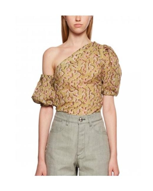 Isabel Marant Multicolor Printed One-Shoulder Blouse
