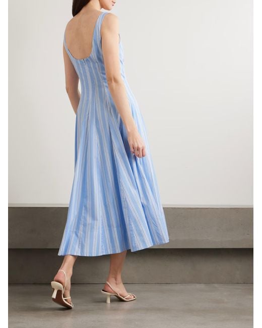 Staud Blue Wells Striped Sleeveless Mini Dress