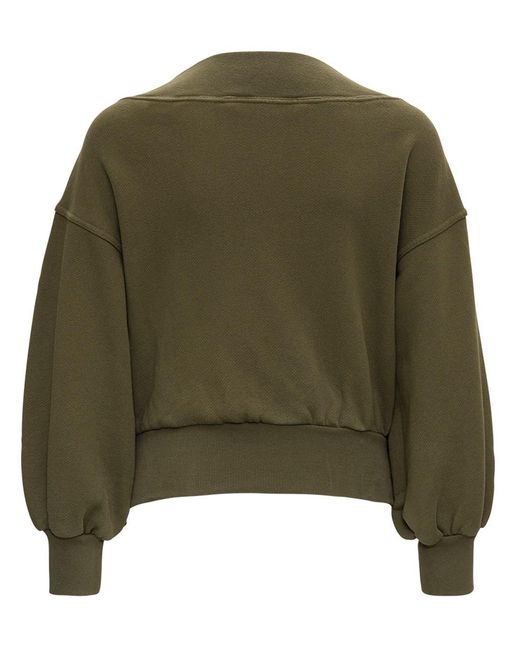 Palm Angels Green Off-Shoulder Sweatshirt