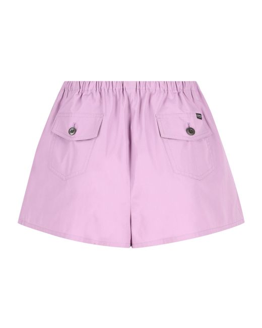 Prada Pink Logo Detailed Wide-Leg Shorts