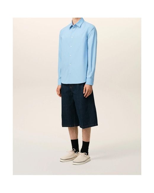 AMI Blue Ami Poplin Tailor Shirt for men