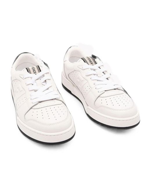 Fendi White Match Low-Top Sneakers for men