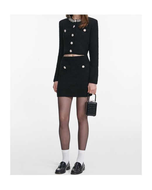 Self-Portrait Black Embellished Crewneck Cardigan