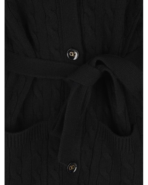 Valentino Black Belted Button-Up Cardigan