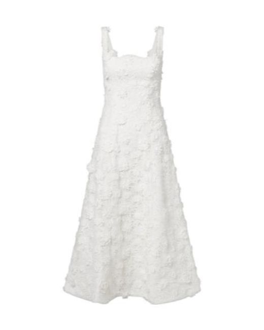 Leo White Embroidered Lace Midi Dress