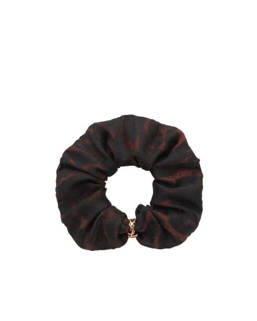 Saint Laurent Black Cassandre Logo Plaque Scrunchie