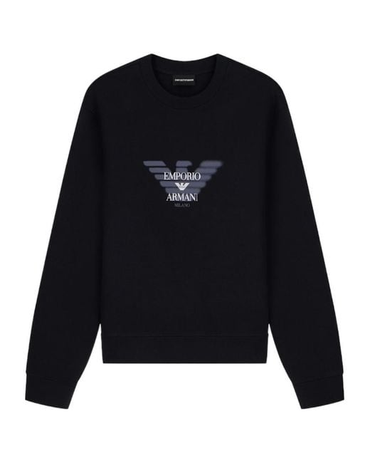 Emporio Armani Blue Double Jersey Sweatshirt With Logo for men