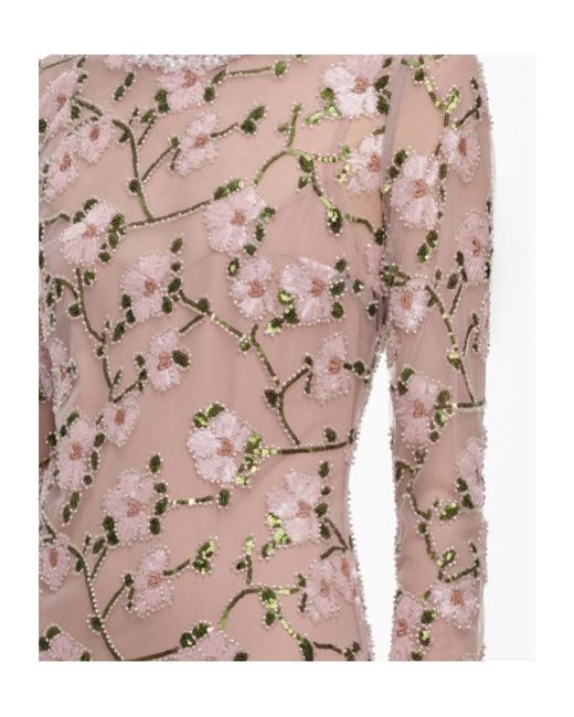Self-Portrait Brown Floral Sequin Maxi Dress