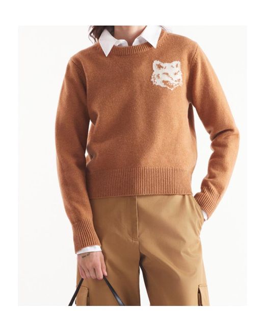 Maison Kitsuné Brown Maison Kitsuné Fox Head Intarsia Regular Jumper