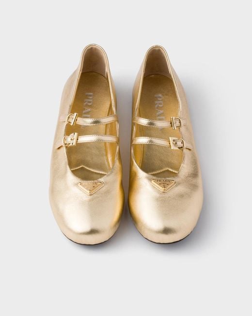 Prada Natural Mordoré Nappa Leather Ballerinas