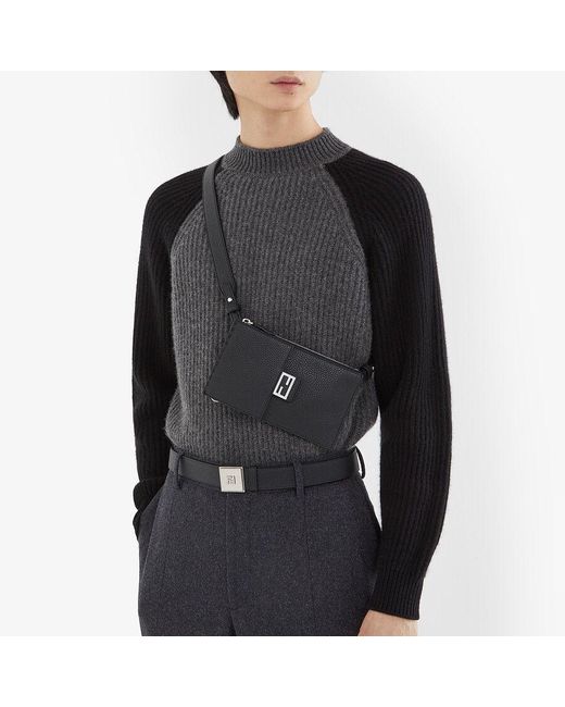 Fendi Black Baguette Phone Crossbody Bag for men