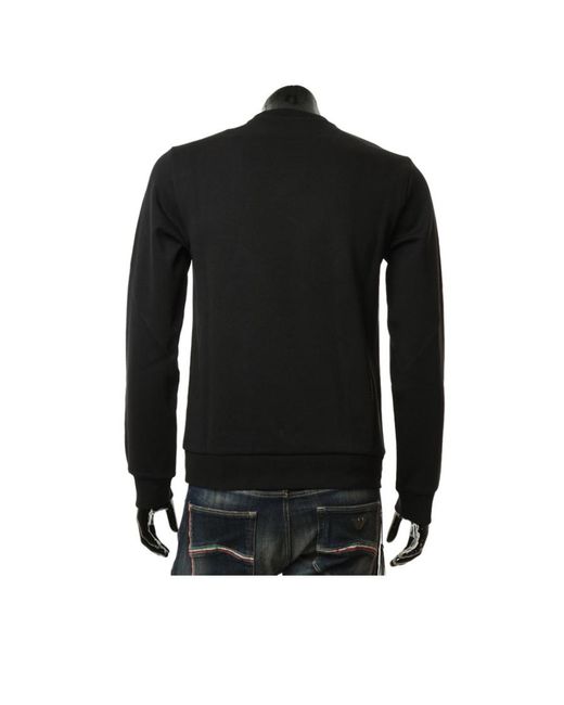 EA7 Black Round-Necked Logo Sweater for men