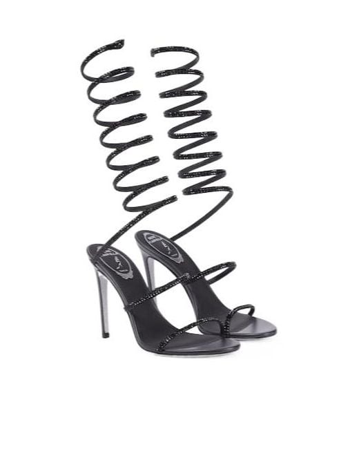 Rene Caovilla White Cleo Embellished Leather Sandals