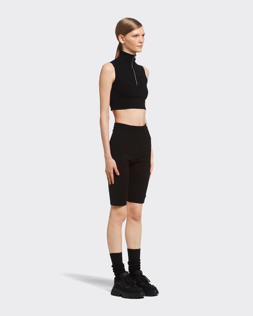 Prada Black Viscose And Wool Bermudas